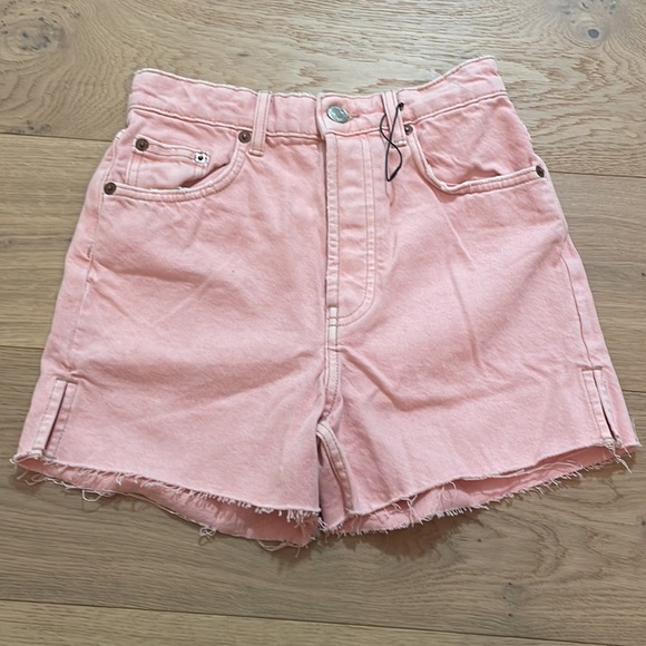 Zara Washed Pink Hugh Waisted Button Fly 5-Pocket Denim Shorts - Picture 3 of 14